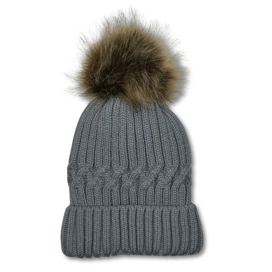 Fleece Lined Puff Beanie (GRAY)