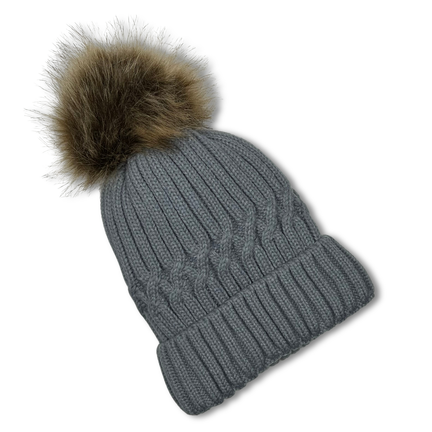 Fleece Lined Puff Beanie (GRAY)