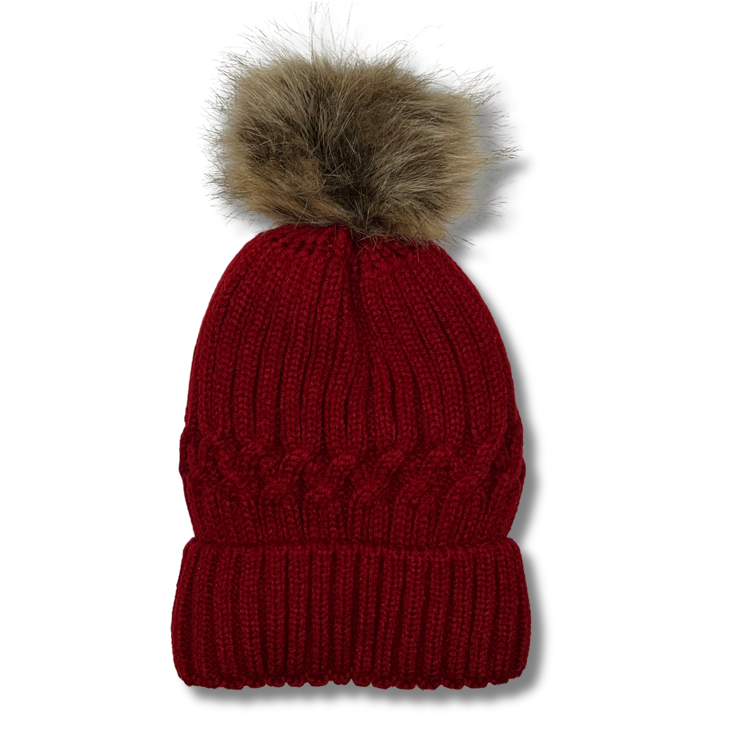 Fleece Lined Puff Beanie (RED)